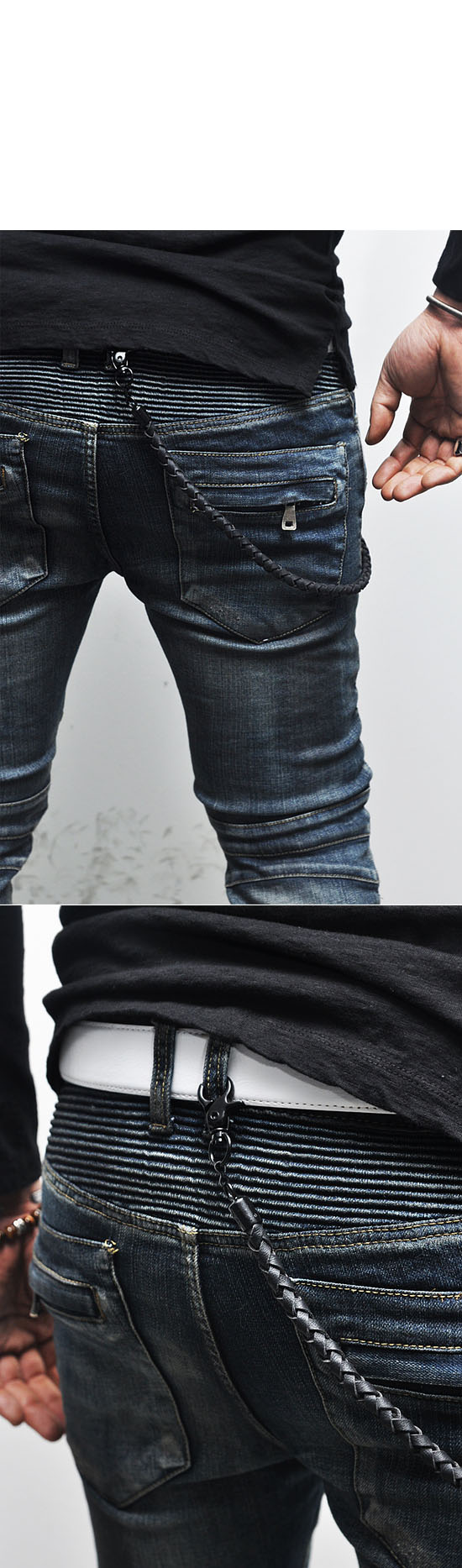 button detail baggy jeans